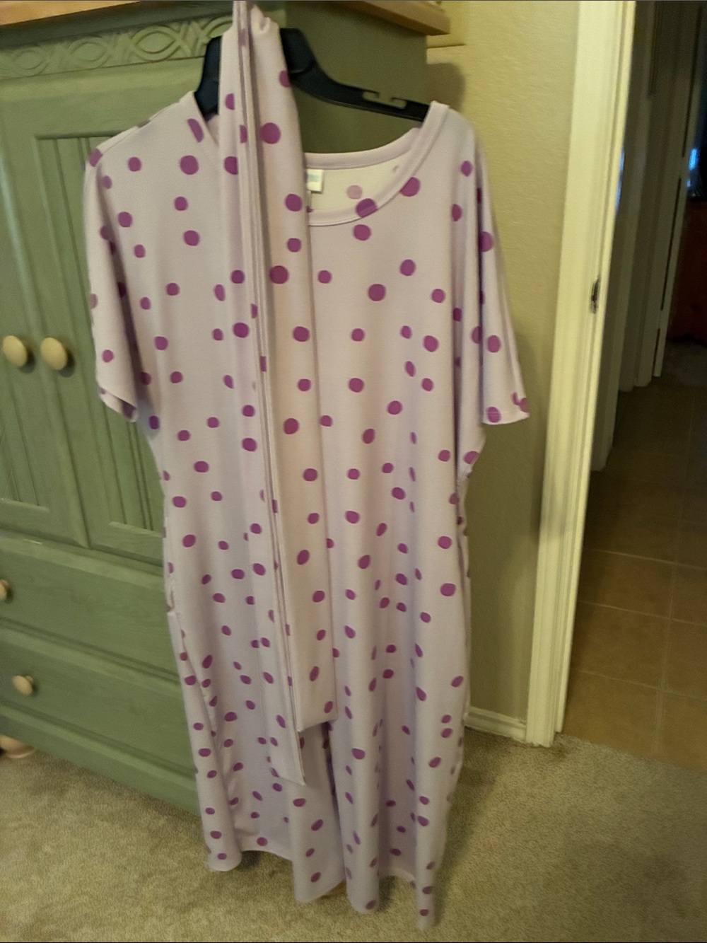 Ladies Lavender Polka Dot dress